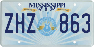 MS license plate ZHZ863