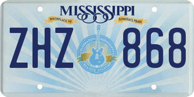 MS license plate ZHZ868