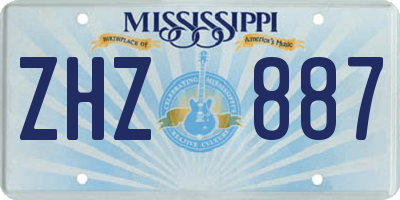 MS license plate ZHZ887