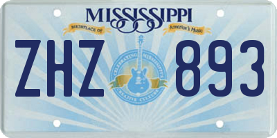 MS license plate ZHZ893