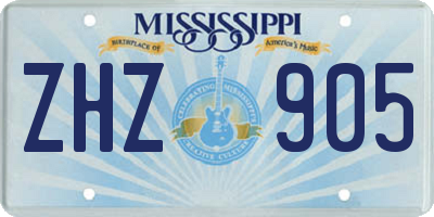 MS license plate ZHZ905