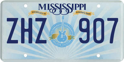 MS license plate ZHZ907
