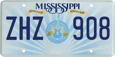 MS license plate ZHZ908