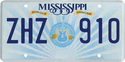 MS license plate ZHZ910