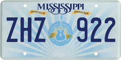 MS license plate ZHZ922