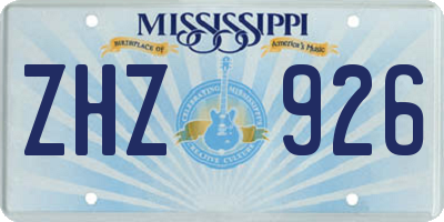MS license plate ZHZ926