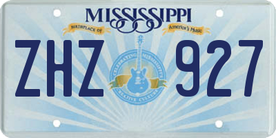 MS license plate ZHZ927