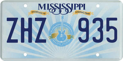 MS license plate ZHZ935