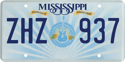 MS license plate ZHZ937