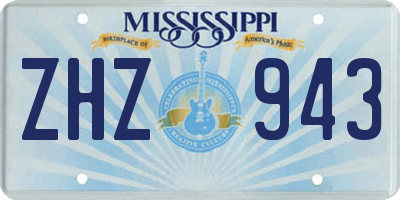 MS license plate ZHZ943