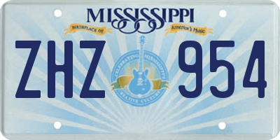 MS license plate ZHZ954