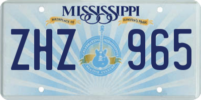 MS license plate ZHZ965