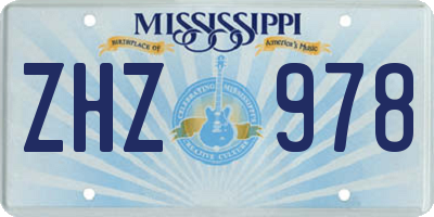 MS license plate ZHZ978