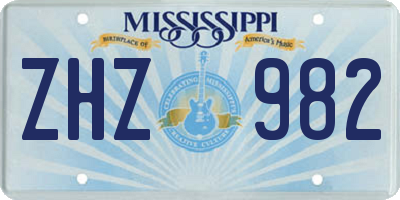 MS license plate ZHZ982