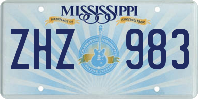 MS license plate ZHZ983