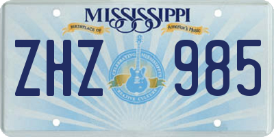 MS license plate ZHZ985