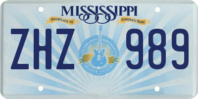 MS license plate ZHZ989