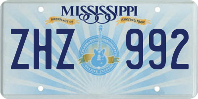 MS license plate ZHZ992