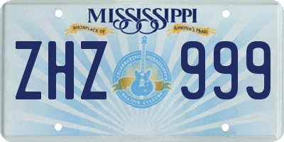 MS license plate ZHZ999