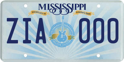 MS license plate ZIA000