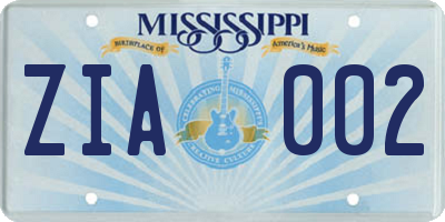 MS license plate ZIA002