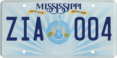 MS license plate ZIA004
