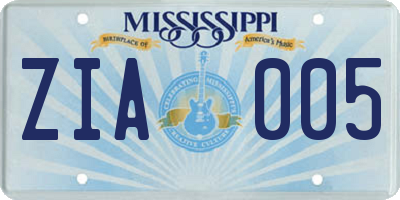 MS license plate ZIA005