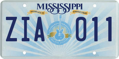 MS license plate ZIA011
