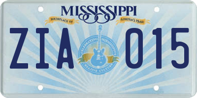 MS license plate ZIA015