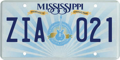 MS license plate ZIA021