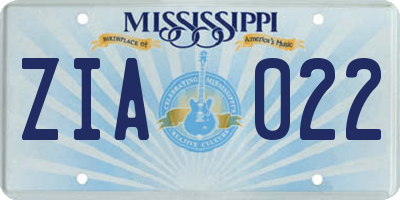 MS license plate ZIA022