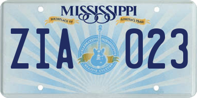 MS license plate ZIA023