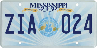 MS license plate ZIA024