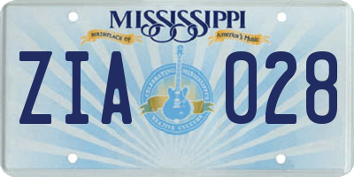 MS license plate ZIA028