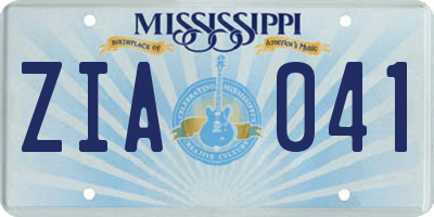 MS license plate ZIA041