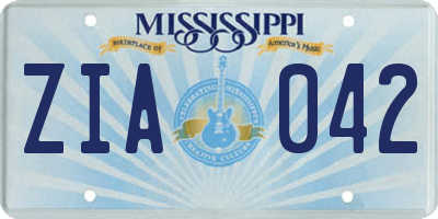 MS license plate ZIA042