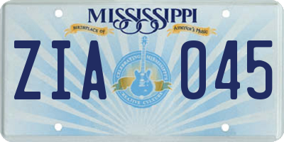 MS license plate ZIA045