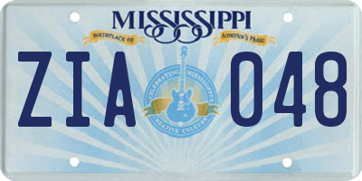 MS license plate ZIA048