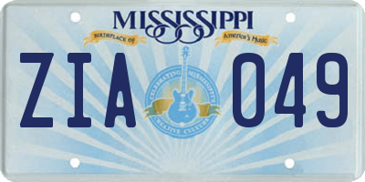 MS license plate ZIA049