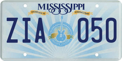 MS license plate ZIA050