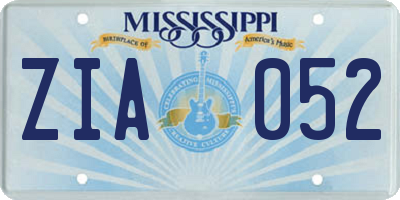 MS license plate ZIA052
