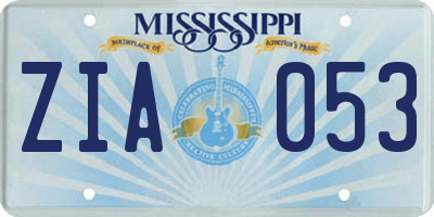 MS license plate ZIA053