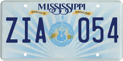 MS license plate ZIA054