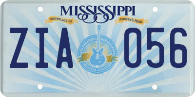 MS license plate ZIA056