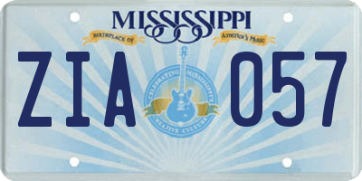 MS license plate ZIA057