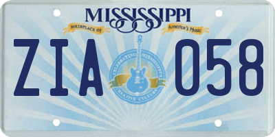 MS license plate ZIA058