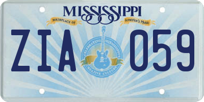 MS license plate ZIA059