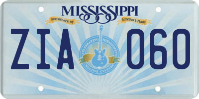 MS license plate ZIA060