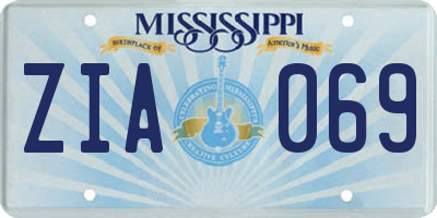 MS license plate ZIA069