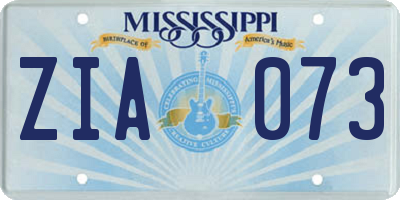 MS license plate ZIA073